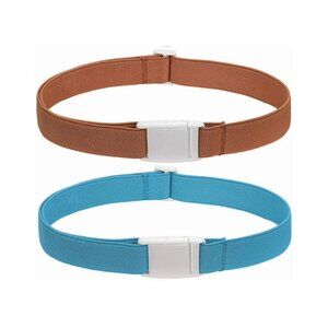 NWOT Kids' Easy Buckle Adjustable Elastic Belts | 2-Pack | Blue & Brown